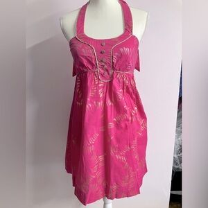 Candie’s Women’s Halter-Style Sundress, Size 1, Pink/Metallic Print